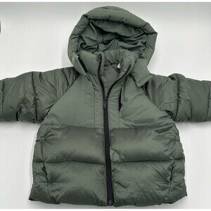 Zara Kids Toddler Green Puffer Coat Size 2 Years Hooded Winter Girls Zip Front